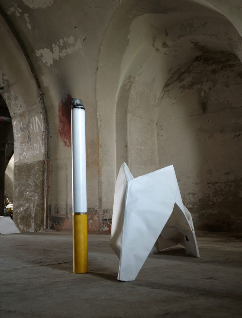 Majse Vilstrup cigarette and shoes Trekroner Fort sculpture